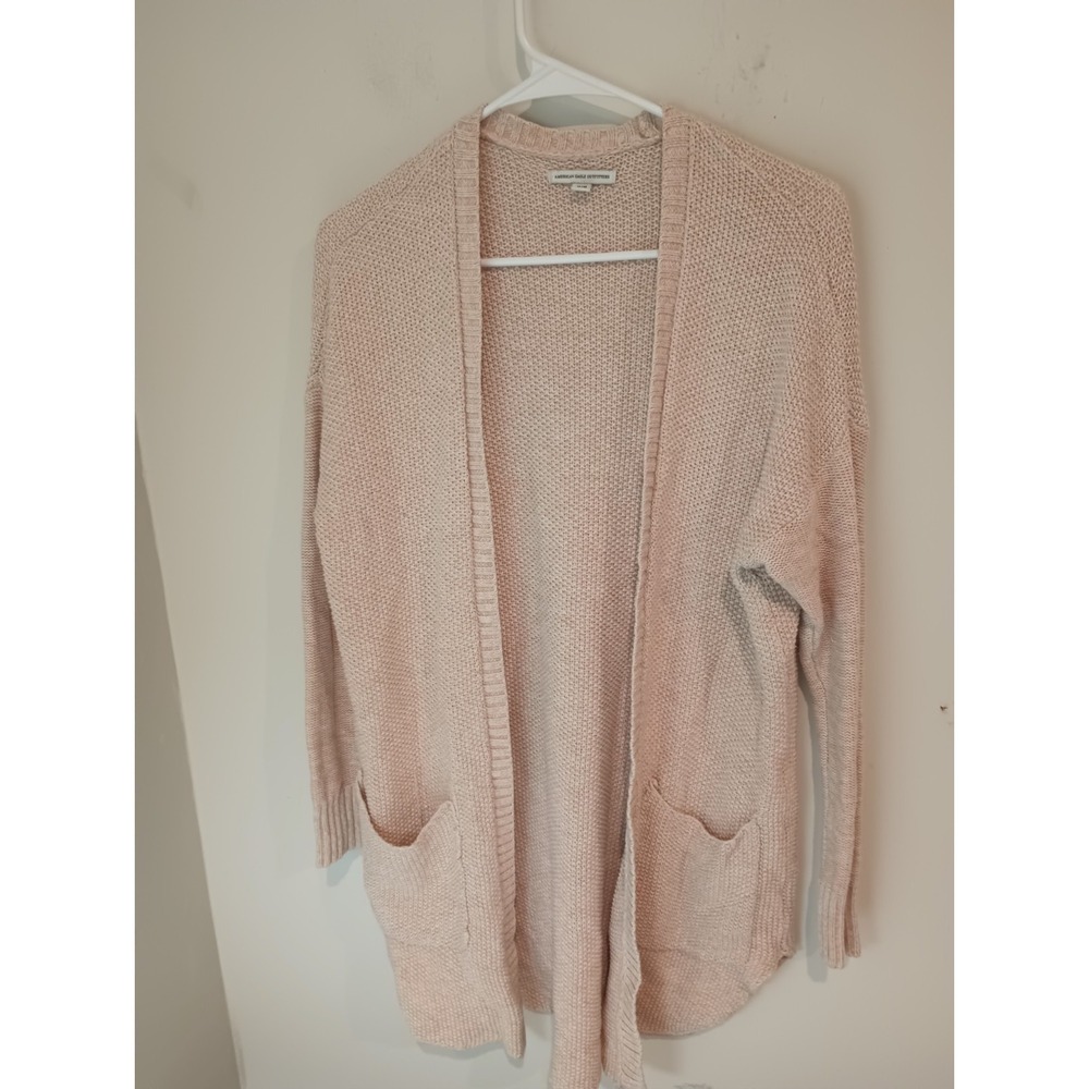 American Eagle Outfitters Cardigan Womens Medium M Pink Chunky Open Front Knit